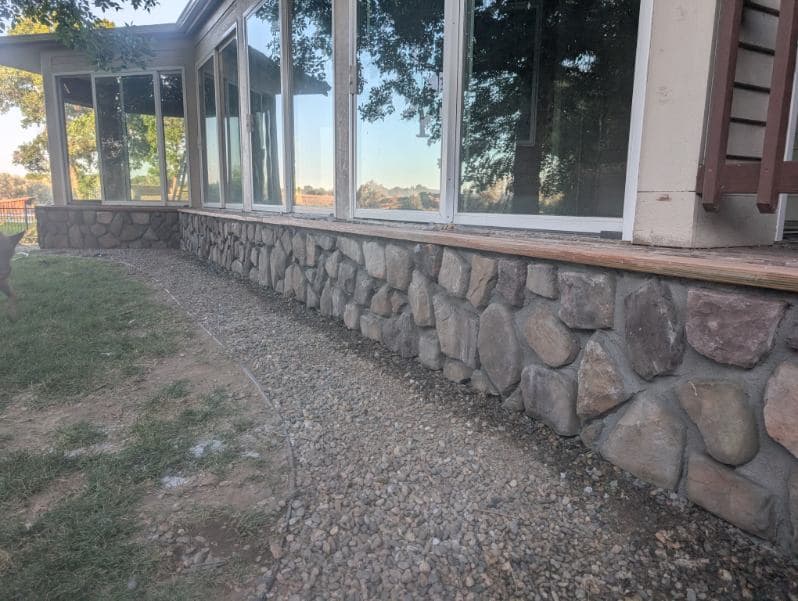 Clean stone wall after restoration